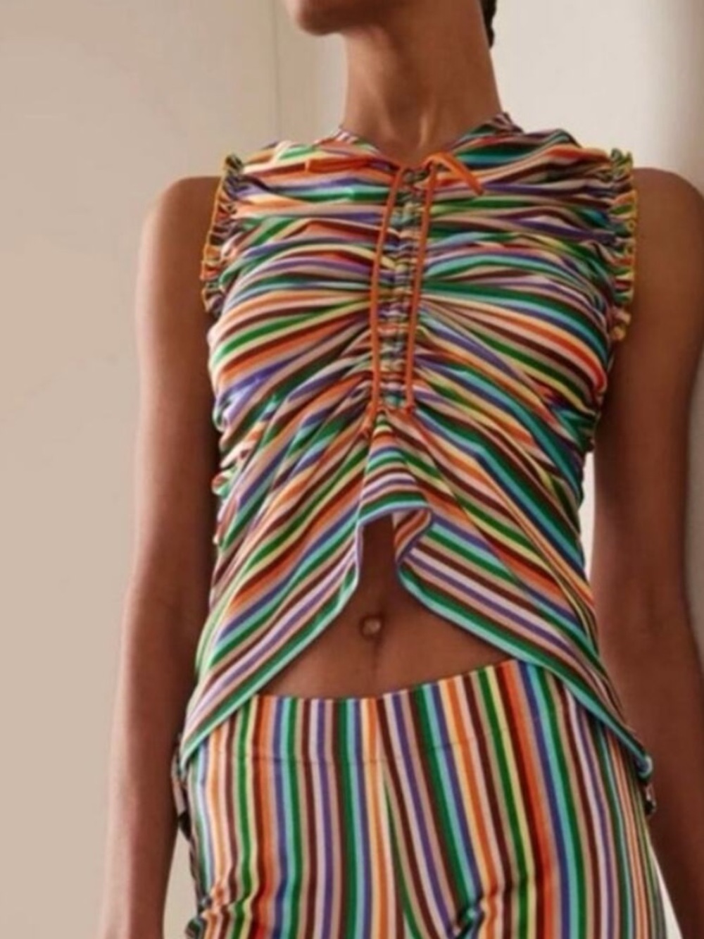 SIEDRES Multicolor Striped Ruched Tank Top - Picture 2 of 12